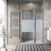 Porta doccia battente Record L 110 x H 195 x P 0.6 cm in vetro serigrafato profilo cromo