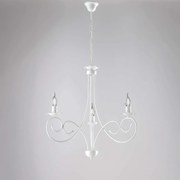 Bonetti Illumina Lampadario in ferro laccato bianco con decorazione effetto shabby chic 3 luci