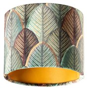 Paralume in velluto con motivo a foglie e interno oro 18/18/14