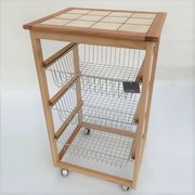 Carrello da cucina portafrutta con 3 cestelli senza base NATURALE