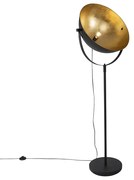Lampada da terra industriale nera 50 cm con oro regolabile - Magnax