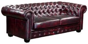 Divano Chesterfield a 3 posti 100% pelle di bufalo Cherry - BRENTON