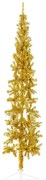 Albero di Natale Artificiale Sottile con Supporto Oro, 210cm