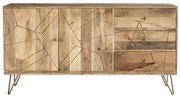 Credenza incisa in mango e metallo dorato LINIUM