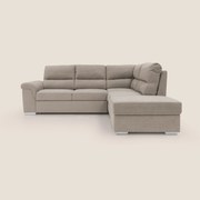 Minerva divano angolare con estraibile a cassettone e pouf contenitore in tessuto morbido impermeabile T02 beige
