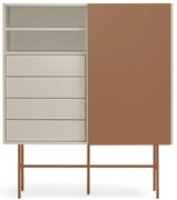 Cassettiera alta con ante scorrevoli in mattone/beige 120x140 cm Nube - Teulat