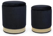 Andrea Bizzotto Milena Set 2 Pouf Contenitore effetto velluto Nero