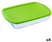 Portapranzo Rettangolare con Coperchio Pyrex Cook  store Trasparente Silicone Vetro (4,5 L) (4 Unità)