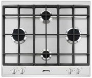 Piano cottura 4 fuochi L 60 cm P260XGH SMEG silver griglie in ghisa