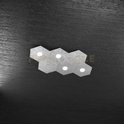 Hexagon applique-plafoniera 4 luci + 2 decorativo foglia argento 11...