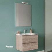 Mobile Bagno Sospeso "New Harmony Classic" Da 60 Cm Composto Da Due Cassetti Finitura Rovere Fumo