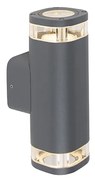 Lampada da parete esterna moderna quadrata 2 luci grigio scuro - Fox