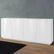 Credenza VEGA Moderna con 4 Ante a Battente in Bianco Lucido