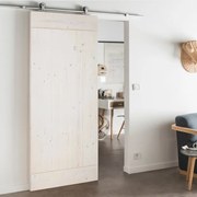 Porta scorrevole reversibile Smooth in legno bianco, L 96 x H 215 cm, con binario Loft Alluminio