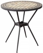 BRAIS - tavolo con piano rotondo e mosaico beige e antracite