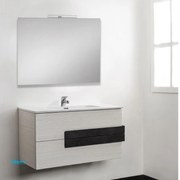 Mobile Bagno Sospeso "Double" Da 90 Cm Composto Da Due Cassetti Finitura Portuna Bianco/Grigio Ardesia