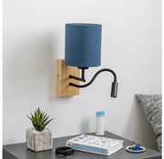 Brilagi - Applique a LED NUBILA WOOD 1xE27/25W/230V+ LED/3W quercia/blu scuro