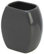 Porta spazzolini bagno grigio d'appoggio in ceramica
