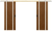 Porta scorrevole doppia con sistema a incasso 2 x H205 x L83 cm  in MDF e Legno Naturale scuro - SANDORA
