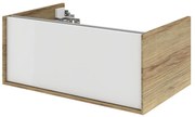 Mobile da bagno sotto lavabo SENSEA Neo Frame bianco e noce laccato lucido L 75 x H 32 x P 48 cm 1 cassetto, lavabo non incluso