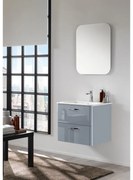 Mobile sottolavabo e lavabo Best laccato lucido grigio chiaro L 61 cm 2 cassetti