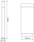 Paletto da Giardino 100cm Acciaio Inox IK06 IP54 Base E27