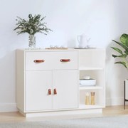 Credenza bianca 98,5x40x75 cm in legno massello di pino