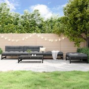 Set salotto da giardino 5 pz nero in legno massello di pino