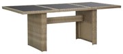 Tavolo da giardino marrone 200x100x74 cm in vetro e polyrattan