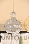 Sospensione 1 luce piccola in vetro artiginale azzurra