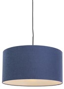 Lampada a sospensione moderna nera con paralume blu antico 50 cm - Combi 1