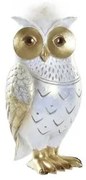 Statua Decorativa DKD Home Decor Bianco Dorato Gufo 9 x 9 x 17 cm