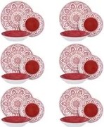 Servizio 18 piatti porcellana Ariel rosso