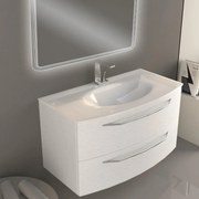 Mobile sottolavabo e lavabo Lyla per vasca centrale frassino bianco L 100 x H 55 x P 51 cm