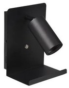 Faretto da parete con mensola e USB caricatore 1xGU10/35W/230V nero