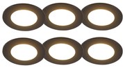 Set di 6 faretti a incasso neri con LED dimmerabile a 3 livelli IP65 - Blanca