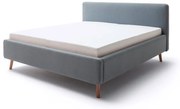 Letto matrimoniale imbottito blu/grigio con contenitore con rete inclusa 180x200 cm Mattis – Meise Möbel