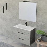 Mobile bagno sospeso 80 cm Smart grigio legno/lava con specchio