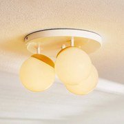 Eko-Light Plafoniera Sfera a 3 luci dirette rotonde vetro/legno