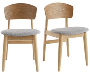 Sedie scandinave legno chiaro e tessuto grigio chiaro (set di 2) ELION