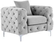 Poltrona Chesterfield in Velluto Grigio - EDWINA