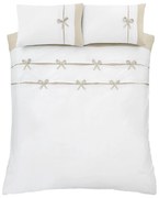 Set copripiumino e federa bianco per letto matrimoniale e per letto esteso 230x220 cm Milo Bow – Catherine Lansfield