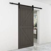 Porta scorrevole reversibile Kentucky in legno marrone, L 96 x H 215 cm, con binario Country nero