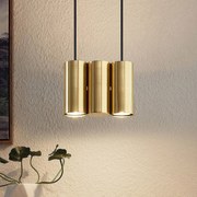 Lampada a sospensione Lucande Cesur, a 3 luci, ottone