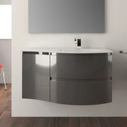 Mobile bagno sospeso con lavabo L 104 x H 55 x P 52 cm antracite 2 cassetti per vasca a destra Vague