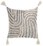 Cuscino Home ESPRIT Bianco Grigio Nappe Boho 45 x 15 x 45 cm