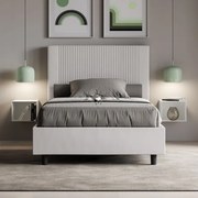 Letto con rete imbottito 120x190 similpelle bianco Goya