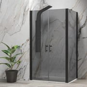 Kamalu - Box doccia 80x120 apertura saloon vetro fumé altezza 200h | KS2800AF