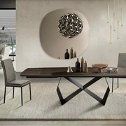 Tavolo allungabile 300 cm con base metallo Nero e piano Rovere Termico WALL