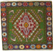 Shiraz Tappeto 60 x 60 Rosso (Iran) Annodato A Mano